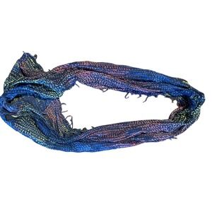 Printed Infinity Scarf Blue Yellow Orange Lightweight Fashion Accessory‎